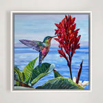 Charger l'image dans la galerie, Tableau colibri tropical Peinture oiseau et fleurs