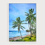 Charger l'image dans la galerie, Tableau tropical, océan et plage recouverte de palmiers, pour une déco murale exotique et dépaysante.