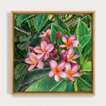 Charger l'image dans la galerie, Tableau tropical, fleurs de plumeria en rosace ou frangipani, pour une déco murale poétique et bohème.