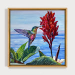 Charger l'image dans la galerie, Tableau colibri tropical Peinture oiseau et fleurs
