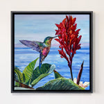 Charger l'image dans la galerie, Tableau colibri tropical Peinture oiseau et fleurs