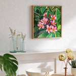 Charger l'image dans la galerie, peinture tropicale fleurs de plumeria en rosace ou frangipani, pour unedécor murale poétique et vacances.