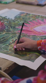 Charger et lire la vidéo dans la visionneuse de la Galerie, Tableau cocotier nature Peinture palmiers tropicaux