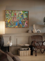Charger et lire la vidéo dans la visionneuse de la Galerie, Décoration Contemporaine avec Peinture Tropicale : Toucans et Perroquets en Scène