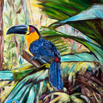 Charger l'image dans la galerie, Fresque tropicale d’un ensemble de perroquets Ara, de toucans et de cacatoès, pour une déco murale moderne et bohème.