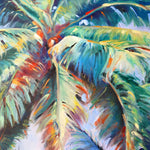 Charger l'image dans la galerie, Peinture palmier tropical et nature d’un arbre tropical, feuilles de palmier géant, un tableau coloré pour une décoration jungle et moderne d’art mural moderne