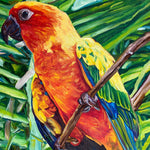 Charger l'image dans la galerie, Tableau peinture Perruche soleil Aratinga solstitialis