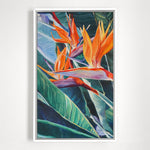 Charger l'image dans la galerie,  Peinture à l'huile de fleurs tropicales multicolores oiseau de paradis sur tableau toile.
