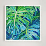 Charger l'image dans la galerie, Peinture de Monstera deliciosa Tableau tropical et nature de faux philodendron, une peinture de plante colorée tropicale, décorative et contemporaine pour déco murale botanique et moderne