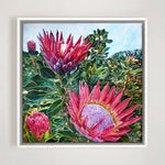 Charger l'image dans la galerie, Peinture florale tropicales Protea Tableau exotique fleurs roses