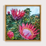 Charger l'image dans la galerie, Peinture florale tropicales Protea Tableau exotique fleurs roses