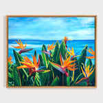 Charger l'image dans la galerie, Tableau Fleurs Tropicales Oiseaux de Paradis devant l’océan