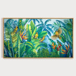 Charger l&#39;image dans la galerie, Peinture nature Tableau jungle et tropical d’une fresque d’oiseaux exotiques et sauvages des îles de l’océan indien (île Maurice).

