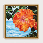 Charger l'image dans la galerie, Peinture à l'huile tropicale hibiscus fleur orange.