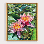 Charger l'image dans la galerie, Tableau paysage nature Couple de nénuphars fleuris