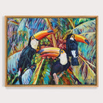 Charger l'image dans la galerie, Peinture tropicale et nature d’un trio de trois de toucans.