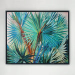 Charger l'image dans la galerie, Tableau jungle et nature de feuilles de palmier exotiques et sauvages des îles représentant la jungle avec la végétation des palmier palmiers aux feuilles multicolores pour une déco tropicale bohème, jungalow et moderne