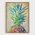 Charger l'image dans la galerie, Tableau cuisine peinture tropicale art fruit de l’ananas en peinture multicolore aux couleurs vives et touches abstraites et moderne pour déco murale nature contemporaine.