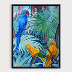 Charger l'image dans la galerie, Peinture perroquets et feuilles de palmiers encadrée