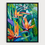 Charger l'image dans la galerie, Tableau tropical oiseau de paradis Strelitzia reginae pour déco murale nature bohème, éclectique et intérieur contemporain moderne ou bord de mer.