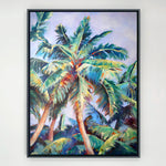 Charger l'image dans la galerie, Peinture palmier tropical et nature d’un arbre tropical, feuilles de palmier géant, un tableau coloré pour une décoration jungle et moderne d’art mural moderne