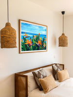 Charger l'image dans la galerie, Tableau Fleurs Tropicales Oiseaux de Paradis devant l’océan