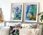 Charger l'image dans la galerie, Decoration jungle et chambre tropicale avec Peinture et posters perroquets et feuilles de palmiers