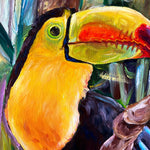 Charger l'image dans la galerie, Fresque tropicale d’un ensemble de perroquets Ara, de toucans et de cacatoès, pour une déco murale moderne et bohème.