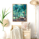 Charger l'image dans la galerie, Les jardins de pamplemousse en peinture jungle à l'île maurice et tropicale de tableau de palmiers pour une décoration exotique et boheme