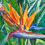Charger l'image dans la galerie, Tableau tropical d’une fleur oiseau de paradis strelitzia dans la jungle, pour une déco murale moderne et exotique.