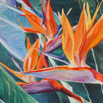 Charger l'image dans la galerie,  Peinture à l'huile de fleurs tropicales multicolores oiseau de paradis sur tableau toile.