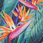 Charger l'image dans la galerie, Tableau peinture à l’huile fleurs tropicales sur toile d’Oiseaux du Paradis, strelitzias, fleurs tropicales exotiques pour une déco murale de jungle multicolore.