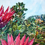 Charger l'image dans la galerie, Peinture florale tropicales Protea Tableau exotique fleurs roses