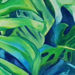 Charger l'image dans la galerie, Peinture de Monstera deliciosa Tableau tropical et nature de faux philodendron, une peinture de plante colorée tropicale, décorative et contemporaine pour déco murale botanique et moderne