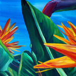 Charger l'image dans la galerie, Tableau Fleurs Tropicales Oiseaux de Paradis devant l’océan