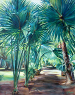 Charger l'image dans la galerie, Les jardins de pamplemousse en peinture jungle à l'île maurice et tropicale de tableau de palmiers pour une décoration exotique et boheme