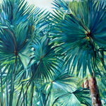 Charger l'image dans la galerie, Les jardins de pamplemousse en peinture jungle à l'île maurice et tropicale de tableau de palmiers pour une décoration exotique et boheme