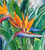 Charger l'image dans la galerie, Tableau tropical d’une fleur oiseau de paradis strelitzia dans la jungle, pour une déco murale moderne et exotique.