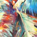 Charger l'image dans la galerie, Peinture palmier tropical et nature d’un arbre tropical, feuilles de palmier géant, un tableau coloré pour une décoration jungle et moderne d’art mural moderne