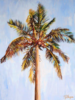 Charger l'image dans la galerie, Tableau tropical palmier cocotier multicolore, une peinture contemporaine de style pour déco murale nature, voyage, bohème, décor plage et mer