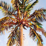 Charger l'image dans la galerie, Tableau tropical palmier cocotier multicolore, une peinture contemporaine de style pour déco murale nature, voyage, bohème, décor plage et mer