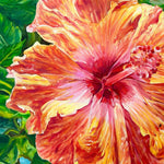 Charger l'image dans la galerie, Tableau de fleurs tropicales, un hibiscus jaune s’étend sur la mer lagon azur sous un ciel d’été de soleil, pour une déco murale exotique et solaire.