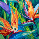 Charger l'image dans la galerie, Tableau tropical oiseau de paradis Strelitzia reginae pour déco murale nature bohème, éclectique et intérieur contemporain moderne ou bord de mer