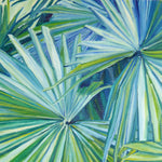 Charger l'image dans la galerie, Tableau tropical et nature d’un feuillage tropical, des feuilles de palmier géant tallipot, une peinture exotique colorée, décoration végétale et moderne pour art mural contemporain et design