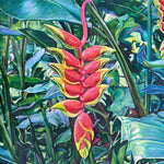 Charger l'image dans la galerie, Tableau de fleurs exotiques Heliconia rouges et oranges, paysage de la beauté de la nature sauvage des forêts tropicales de l’Amazonie d'Amérique du sud pour une déco mer, bohème, jungalow et moderne