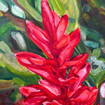Charger l'image dans la galerie, Tableau tropical, fleur de gingembre rouge unique, pour une déco murale exotique et une ambiance chic et moderne.