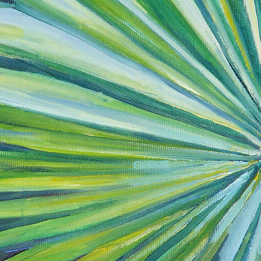 Tableau tropical et nature d’un feuillage tropical, des feuilles de palmier géant tallipot, une peinture exotique colorée, décoration végétale et moderne pour art mural contemporain et design