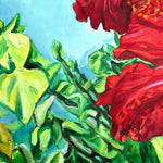 Charger l&#39;image dans la galerie, Tableau de fleurs tropicales hibiscus rouges ode à la beauté de la nature exotique et sauvage des îles de l’océan indien pour une déco mer, bohème, jungalow et moderne
