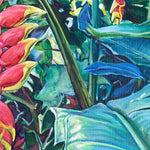 Charger l'image dans la galerie, Tableau de fleurs exotiques Heliconia rouges et oranges, paysage de la beauté de la nature sauvage des forêts tropicales de l’Amazonie d'Amérique du sud pour une déco mer, bohème, jungalow et moderne