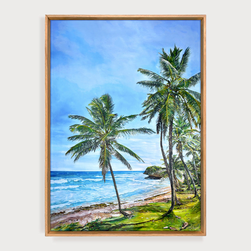 Tableau tropical  Palmiers sur une plage - Tylaya